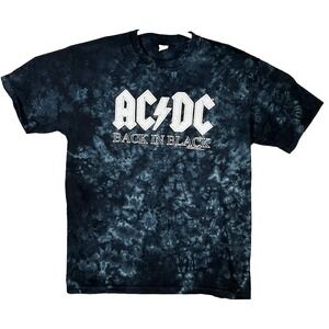 AC/DC Back In Black T-Shirt Men's Large 2001 Blue Tye Dyed by Sun‎ Dog Vintage